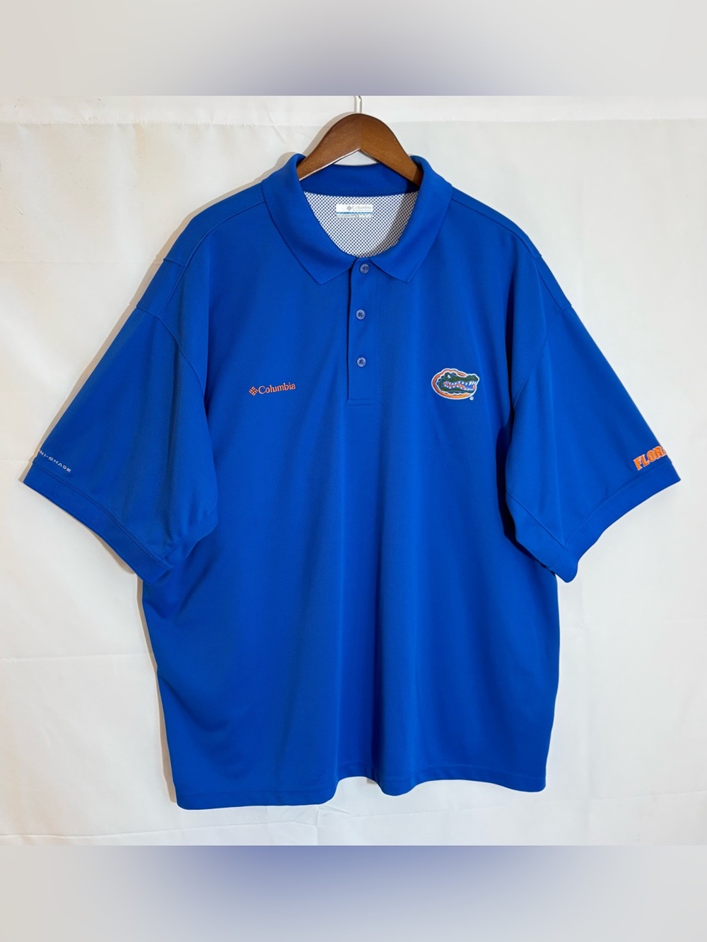 Columbia PFG x Florida Gators Men's Size XXL Blue S/S Vented Fishing Polo Shirt